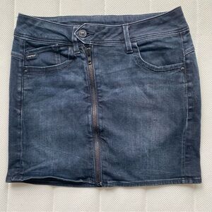 G-Star Women's Dark Blue Denim Zip-Front Mini Skirt